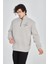 Erkek Yarım Fermuarlı Baskılı Sweat - Boyalı Gri 3