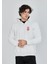 Unisex Baskılı Tam Fermuarlı Kapşonlu Sweatshirt - Beyaz 1