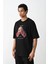 Unisex Baskılı Oversize T-Shirt - Siyah 1