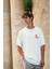 Unisex Baskılı Oversize T-Shirt - Beyaz 2