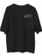 Unisex Bisiklet Yaka Baskılı Oversize T-Shirt - Siyah 1