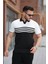 Erkek Çizgi Desenli Yakalı Kısa Kollu T-Shirt 1
