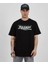Unisex Bisiklet Yaka Baskılı Oversize T-Shirt - Siyah 1