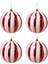 Yılbaşı Topu Dilim Desenli Dekoratif Çam Ağacı Süsü Kırmızı Beyaz 12 cm 4'lü Set 2