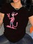 Pembe Panter Baskılı Oversize Bisiklet Yaka T-Shirt - Beyaz 4