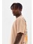 Unisex Baskılı Oversize T-Shirt - Bej 4