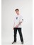 Unisex Bisiklet Yaka Baskılı Oversize T-Shirt - Beyaz 1