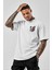 Unisex Baskılı Oversize T-Shirt - Beyaz 1