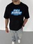 Unisex Bisiklet Yaka Baskılı Oversize T-Shirt - Siyah 1