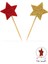 Gold-Kırmızı Çift Taraflı Yıldız Simli Eva Kürdan Cupcake Toppers Cupcake Çubuğu 12'li 5