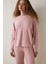 Pembe Bisiklet Yaka Uzun Kol Pijama Takımı 17