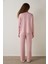Pembe Bisiklet Yaka Uzun Kol Pijama Takımı 20