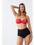 Kadın Straplez Kırmızı Yüksek Bel Bikini Takımı 3