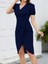 Kadın Kısa Kollu V Yakalı Önden Fırfırlı Ithal Krep Elbise 3