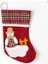 Herdekora Yılbaşı Süsü Ekose Desenli Çorap Kardan Adam Figürlü Koyu Kırmızı 21X34 Cm. 1