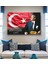 Atatürk Portre Tablo Ev Ofis Dekoratif Kanvas Tablo Türk Bayraklı 1