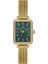 Danıel Kleın DKE.1.10969-2 Altın Kaplama Yeşil Kadran Dikdörtgen Hasır Kordon Taşlı Kadın Kol Saati 1