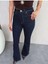 Dar Kalıp - Bir Beden Büyük Alınabilir Koyu Lacivert Ispanyol Paça Kadın Jean Pantolon 2