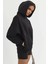 Kadın Simli Kapüşonlu Sweatshirt Siyah 4