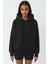 Kadın Simli Kapüşonlu Sweatshirt Siyah 7