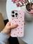 iPhone 13 Pro Max Uyumlu Pembe Çiçek Desenli Lansman Liquid Silikon Yumuşak Kılıf 3