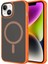 iPhone 14 Kılıf Mat Arka Yüzey Wireless Şarj Özellikli Zore Flet M-Safe Kapak - Turuncu 1