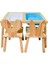 Ahşap Duyusal Çocuk Aktivite Masası Oyun Masası 2 Adet Ayı Sandalye 4