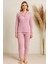Kadın 0269 Önü Düğmeli Uzun Kol Pijama Takımı Lila 1