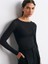 32122 Kayık Yaka Modal Kaşmir Ultra Hafif Bluz-Siyah 1