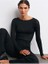 32122 Kayık Yaka Modal Kaşmir Ultra Hafif Bluz-Siyah 3