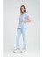 Üniforma V Yaka Buz Mavi Unisex Likralı Ütü Istemeyen Unisex Doktor Hemşire Scrubs Takım 1