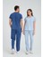 Üniforma V Yaka Buz Mavi Unisex Likralı Ütü Istemeyen Unisex Doktor Hemşire Scrubs Takım 9