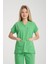 Üniforma V Yaka Fıstık Yeşil Unisex Likralı Ütü Istemeyen Doktor Hemşire Takım Scrubs 5
