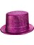 Fuşya Pembe Renk Parıltılı Simli Fötr Silindir Parti Şapkası 1