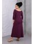 Büyük Beden Zarif Mor Elbise Modeli: Kayık Yaka & Truvakar Kol Krep Kumaş 4