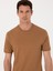 Erkek Kahverengi Regular Fit %100 Pamuk Bisiklet Yaka Basic T-shirt 50319801-VR153 9