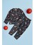 Roket Desenli Bisiklet Yaka Polar Unisex Çocuk Pijama Takımı 3