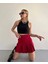 Altı Geniş Pileli Etek Bordo S24729 3