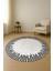 Yuvarlak Dijital Baskı Çerçeveli Modern Desenli Dot Kaymaz Tabanlı Halı H0313 2
