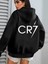 Cr7 Grafik Baskılı Kanguru Yaka Sweatshirt - Kadınlar Için Cepli Rahat Uzun Kollu 1