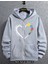 Puzzle Kalp Rahat Kesim Tam Fermuarlı Cepli Grafik Desenli 3 Iplik Sweatshirt 1
