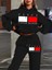 2025 Trend Paris Esintili Harf Baskılı Kadın Hoodie & Jogger Takım 1