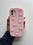 iPhone 12 / 12 Pro Uyumlu Pembe Fiyonk Desenli Kabartmalı Yumuşak Silikon Kılıf 4