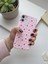 iPhone 12 Uyumlu Pembe Çiçek Desenli Lansman Liquid Silikon Yumuşak Kılıf 1