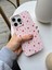 iPhone 16 Pro Uyumlu Pembe Çiçek Desenli Lansman Liquid Silikon Yumuşak Kılıf 2