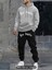 Erkek Rahat Kapüşonlu Sweatshirt ve Eşofman Takımı - Geometrik Los Angeles Baskılı 1
