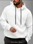 Beyaz Kapüşonlu Sweatshirt Düz Renk , Unisex Rahat Kapüşonlu Kanguru Cepli 1
