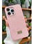 iPhone 15 Pro Max Uyumlu – Elmas Tasarımlı, Pembe Taşlı, Işıltılı Pırlanta Silikon Kılıf 1