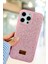 iPhone 15 Pro Max Uyumlu – Elmas Tasarımlı, Pembe Taşlı, Işıltılı Pırlanta Silikon Kılıf 4