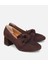 01AYH315450A480 KADIN Süet Kahverengi Fiyonk Detaylı Kalın Topuklu Ayakkabı 2